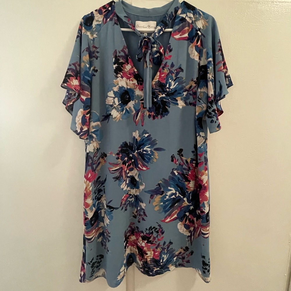 Charles Henry Blue Floral Shift Dress